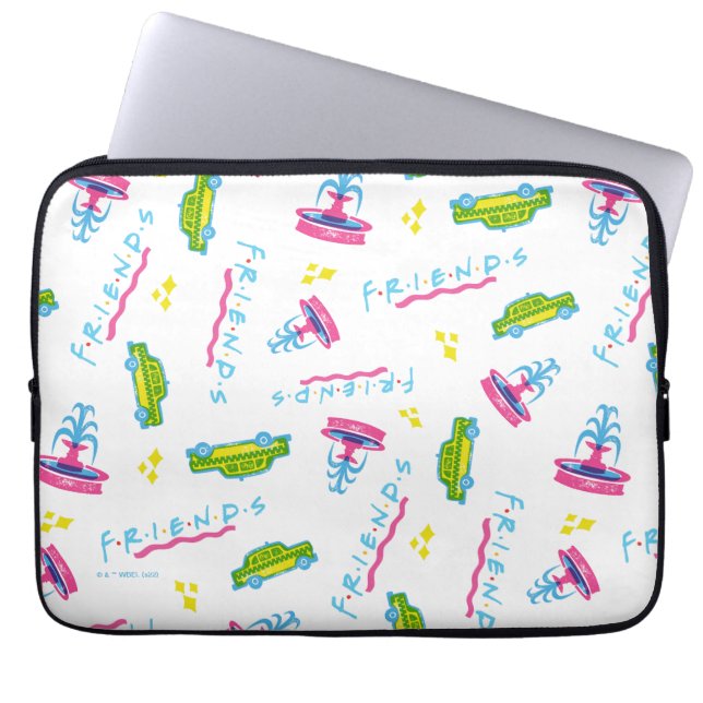 FRIENDS™ Taxi and Water Fountain Pattern Laptop Sleeve (Front)
