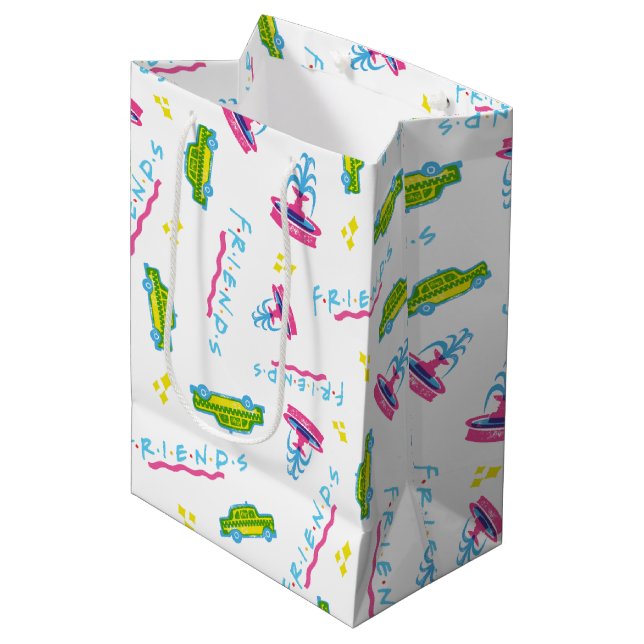 FRIENDS™ Taxi and Water Fountain Pattern Medium Gift Bag (Front Angled)