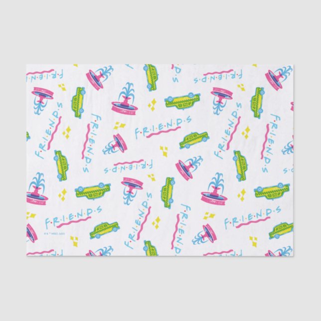 FRIENDS™ Taxi and Water Fountain Pattern Tissue Paper (Front)