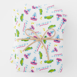 FRIENDS™ Taxi and Water Fountain Pattern Wrapping Paper Sheet