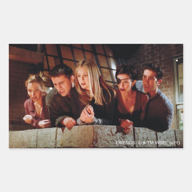 FRIENDS™ | The Gang on the Balcony Rectangular Sticker (Front)