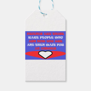 Friends themed colors red blue white design gift tags