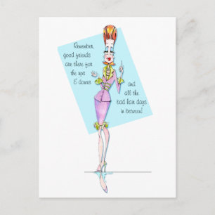Friends through Good & Bad Hair Days Postcard
