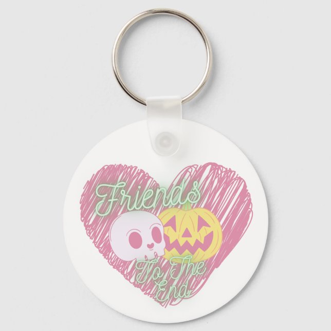 Friends to the end, Ghost and Skull  Key Ring (Front)