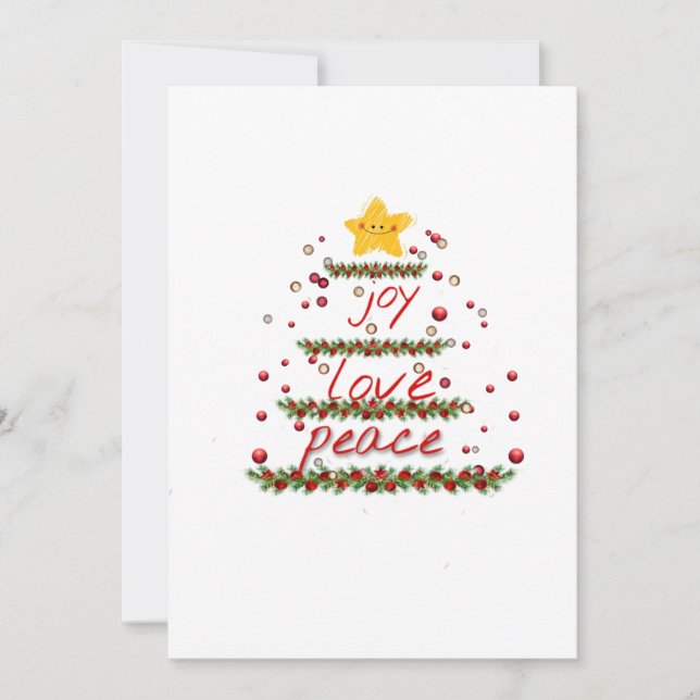 Friends tv show,love,peace and joy Christmas tree Holiday Card (Front)