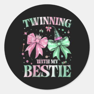 Friends Twinning With My Bestie Funny Friends Spir Classic Round Sticker