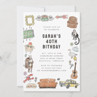 FRIENDS™ Watercolor Icons Birthday Invitation