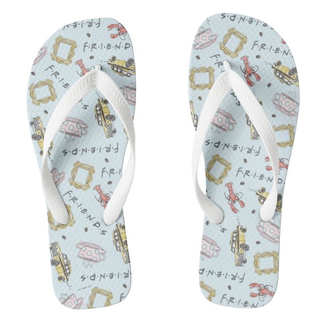 FRIENDS™ Watercolor Icons Pattern Flip Flops (Footbed)