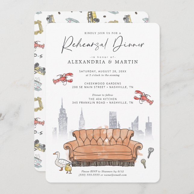 FRIENDS™ |  Watercolor Rehearsal Dinner Invitation (Front/Back)