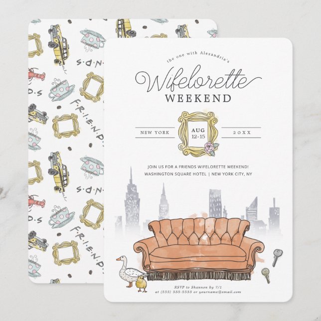 FRIENDS™ |  Watercolor Wifelorette Party Weekend Invitation (Front/Back)