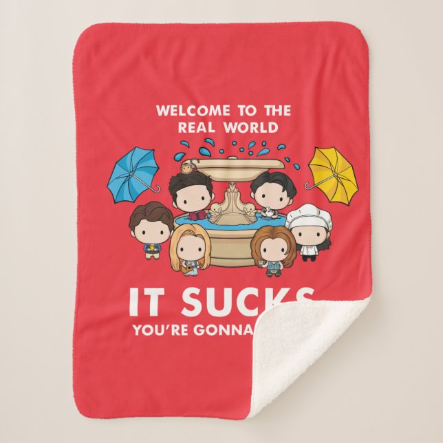 FRIENDS™ | Welcome to the Real World Chibi Sherpa Blanket (Front)