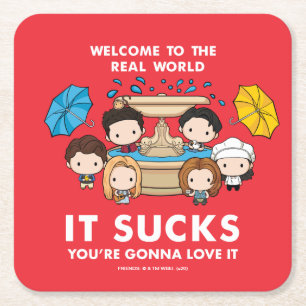 FRIENDS™   Welcome to the Real World Chibi Square Paper Coaster