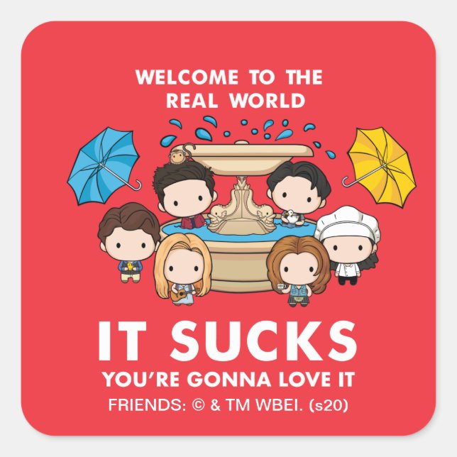 FRIENDS™ | Welcome to the Real World Chibi Square Sticker (Front)