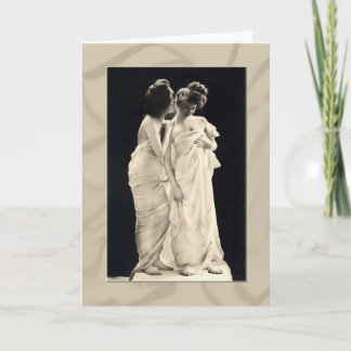 Friends whispering secrets  Victorian image Card