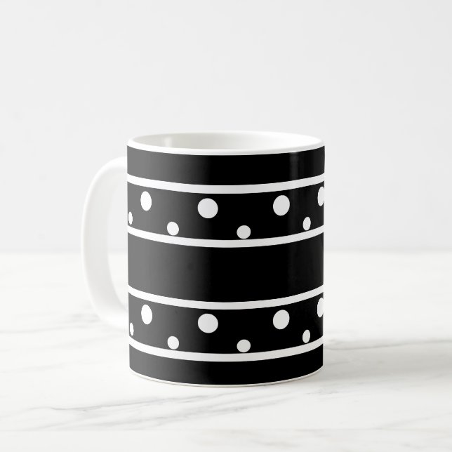 Friends White Polka Dots Black Coffee Mug (Front Left)
