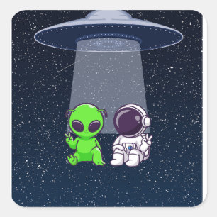 Friends with Aliens on a sticker