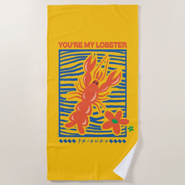 FRIENDS™ | You're My Lobster Vibrant Graphic Beach Towel (Front)