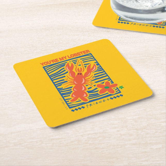 FRIENDS™ | You're My Lobster Vibrant Graphic Square Paper Coaster (Angled)
