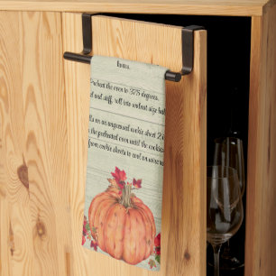 Friendsgiving Autumn Orange Pumpkins Fall Leaves Tea Towel