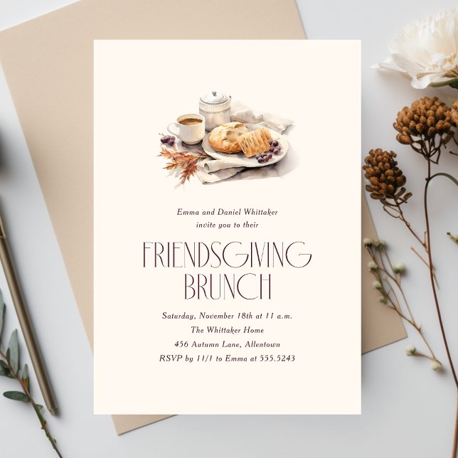 Friendsgiving Brunch Watercolor  Invitation (Creator Uploaded)