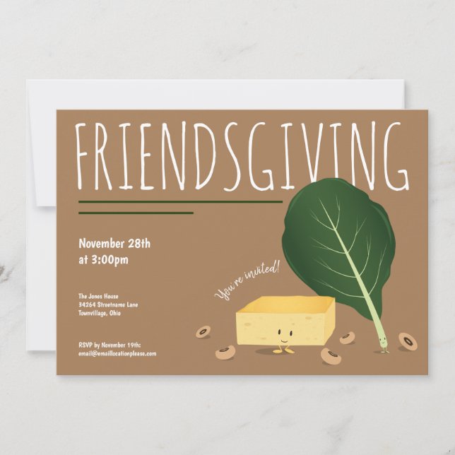 Friendsgiving Cornbread Collard Green Beans Invitation (Front)