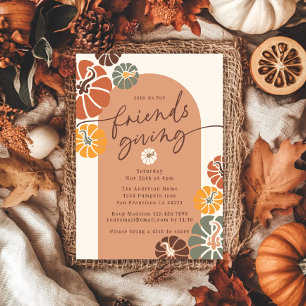 Friendsgiving Dinner Arch Fall Terracotta Pumpkins Invitation