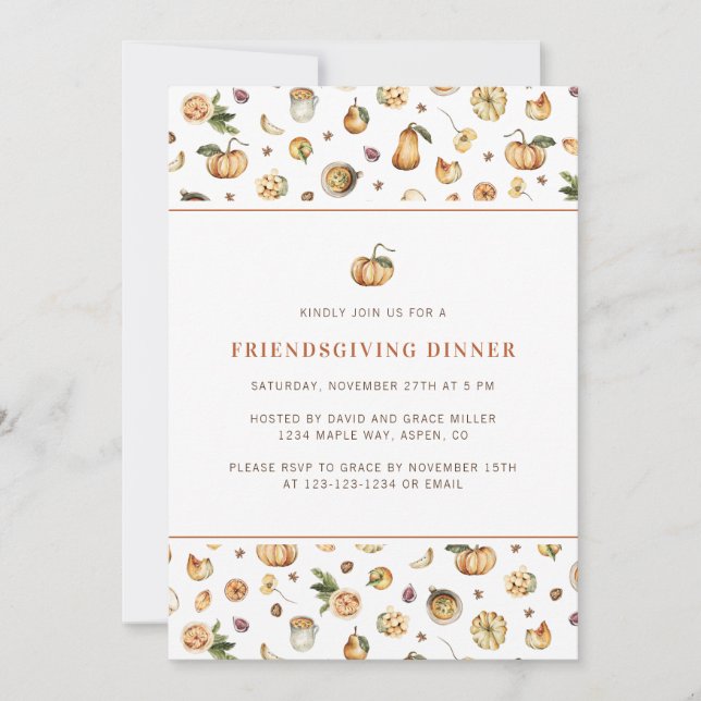 Friendsgiving Dinner Fall Pumpkin Thanksgiving Invitation (Front)