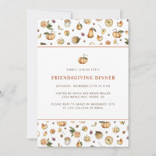 Friendsgiving Dinner Fall Pumpkin Thanksgiving Invitation