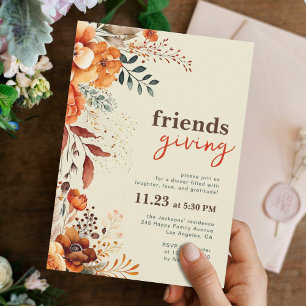 Friendsgiving dinner floral invitation