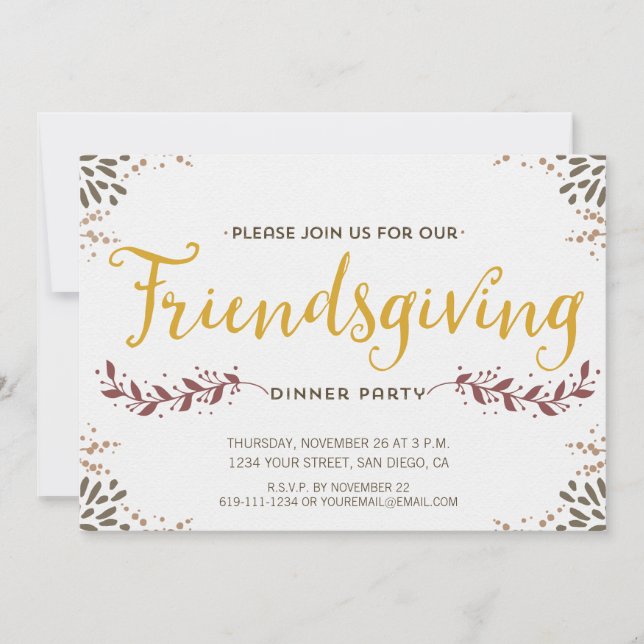 Friendsgiving dinner invitation (Front)