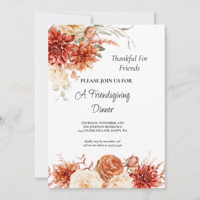 Friendsgiving Dinner Invitation (Front)