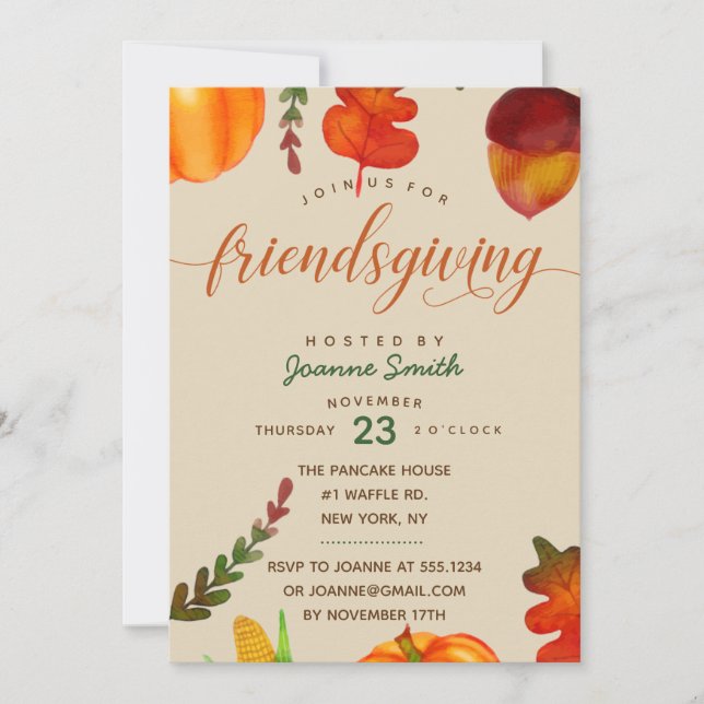 Friendsgiving Dinner Invitation (Front)