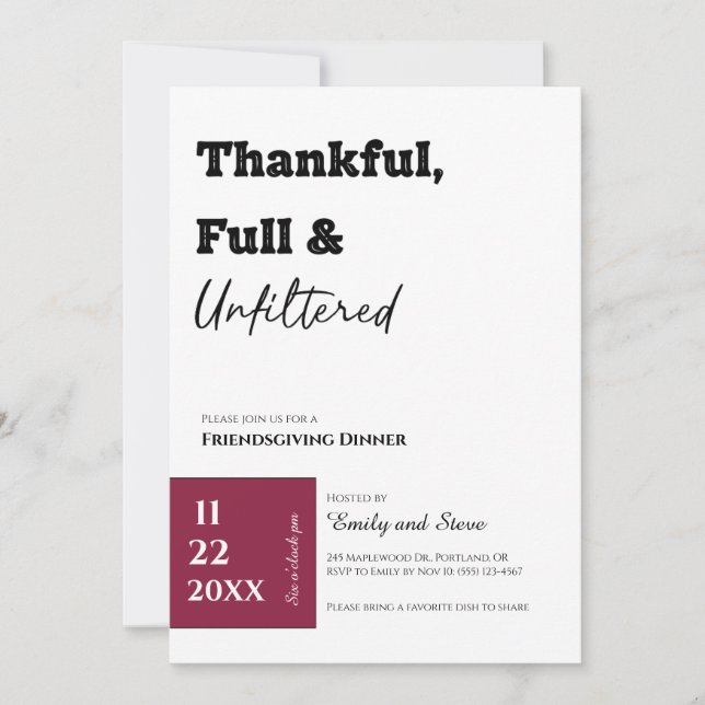 Friendsgiving Dinner Invitation (Front)