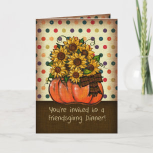 Friendsgiving Dinner Invitation Sunflowers Pumpkin