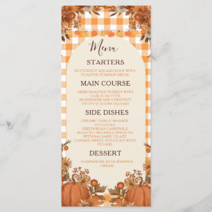 Friendsgiving Dinner Menu Card Fall Pumpkin