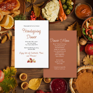 Friendsgiving Dinner Menu Elegant Thanksgiving Invitation