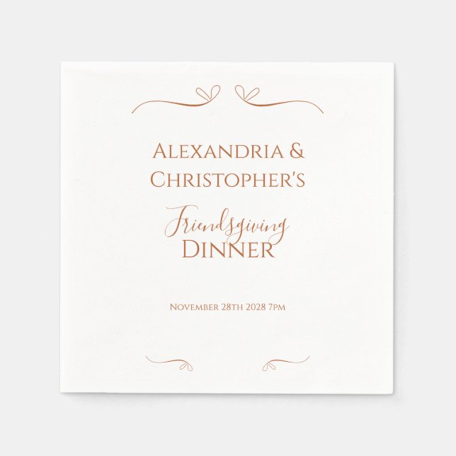 Friendsgiving Dinner Party Chic Minimal  Napkin (Front)