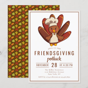 Friendsgiving Dinner Potluck Turkey Chef Invitation