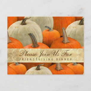 Friendsgiving Dinner Pumpkin Harvest Holiday Invitation Postcard