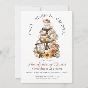 Friendsgiving Dinner Rustic Pumpkins Fall Invitation