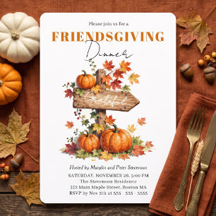Friendsgiving Dinner Rustic Sign Watercolor Invitation