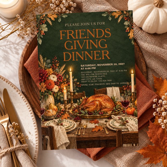 Friendsgiving Dinner Thanksgiving Potluck Party Invitation (Creator Uploaded)