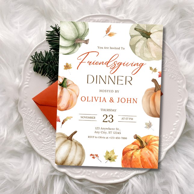 Friendsgiving Dinner Thanksgiving Pumpkin Fall Invitation (Creator Uploaded)