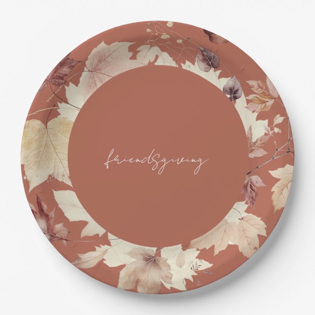 Friendsgiving Fall Cinnamon Thanksgiving  Paper Plate (Front)
