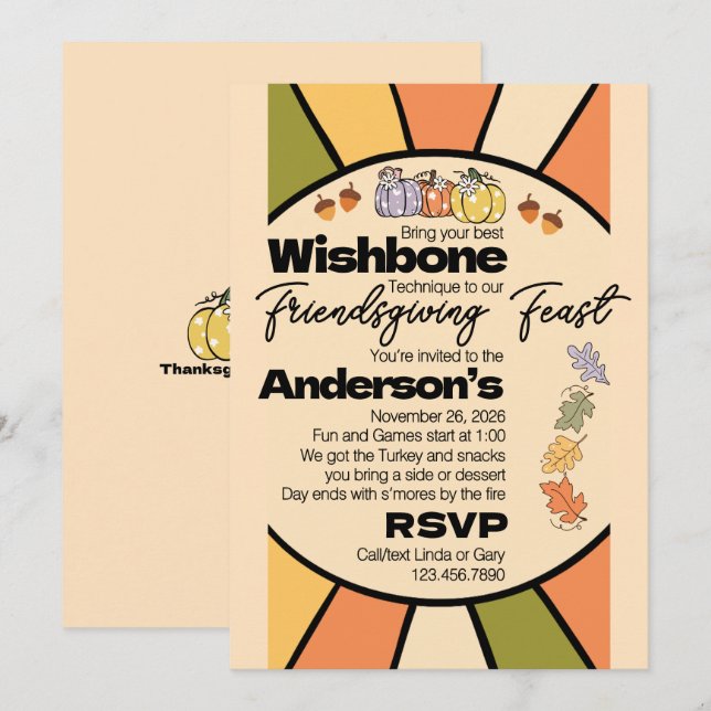 Friendsgiving Feast & Friendly Games invitations (Front/Back)