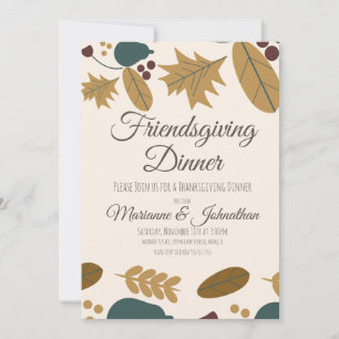Friendsgiving Greenery Leaf Thanksgiving Invitation