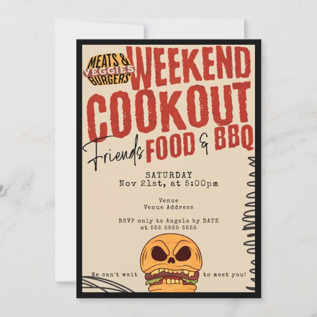 Friendsgiving Halloween Fall Thanksgiving BBQ Invitation (Front)