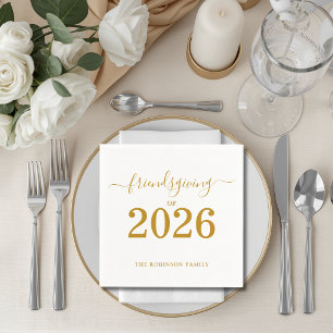 Friendsgiving of 2026 Gold Script thanksgiving Napkin