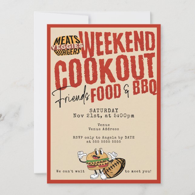 Friendsgiving Potluck BBQ & Football Thanksgiving Invitation (Front)