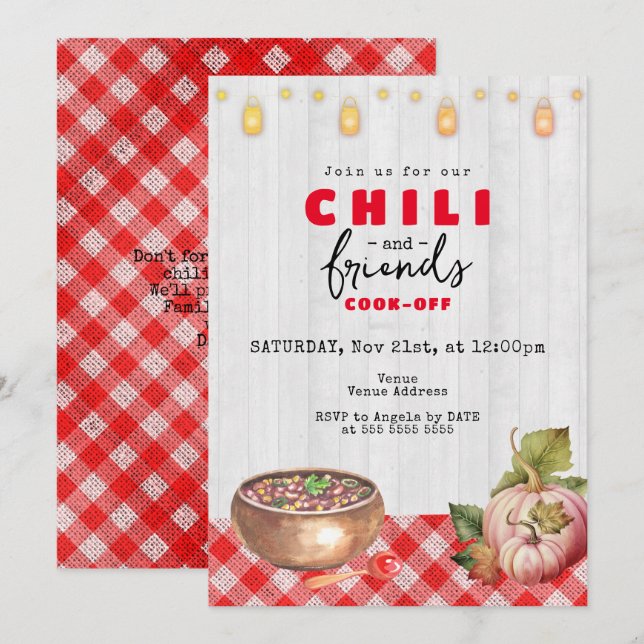 Friendsgiving Potluck Chilli Cook Off Thanksgiving Invitation (Front/Back)